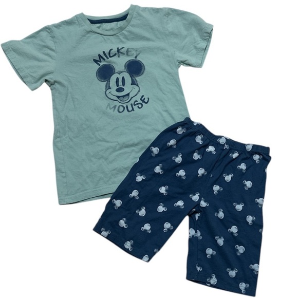 Disney Short Pajamas Set Cotton Printed Shorts/Short Sleeve Top W/ Mickey Mouse - Picture 1 of 7